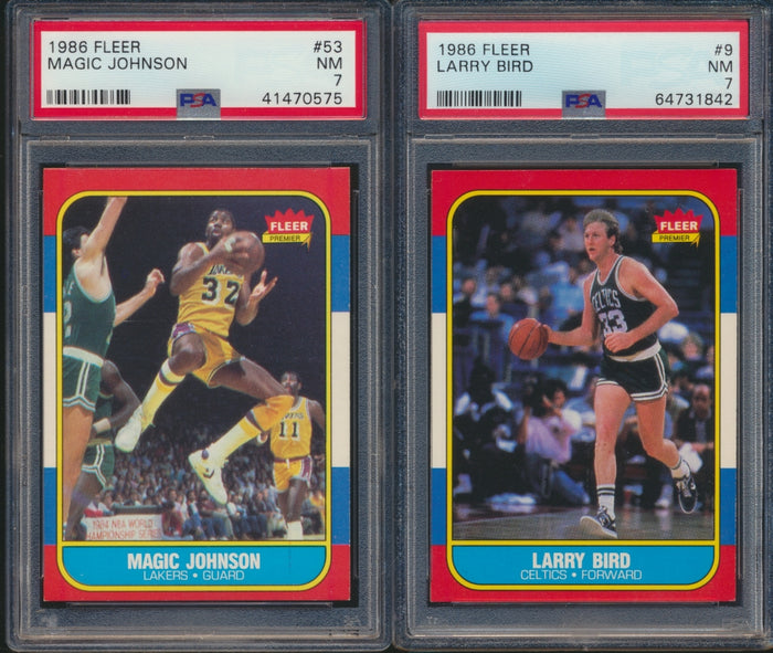 1986 Fleer Basketball Set Break #13 ALL PSA 7 with Stickers (Limit 3 Max)