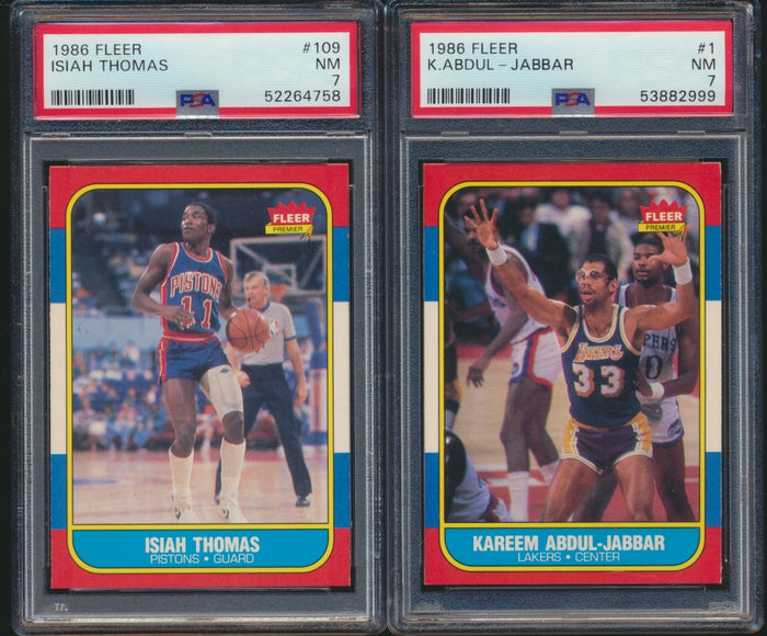 1986 Fleer Basketball Set Break #13 ALL PSA 7 with Stickers (Limit 3 Max)