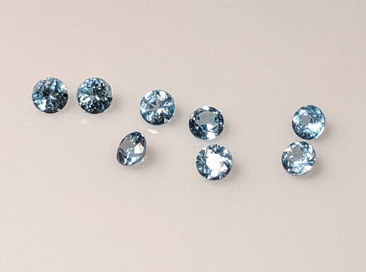 1tcw, Lot of Natural African Sky Blue Topaz, 3mm Round, VVS Eye Clean, Loose Stone, December, Accent, Bulk stones