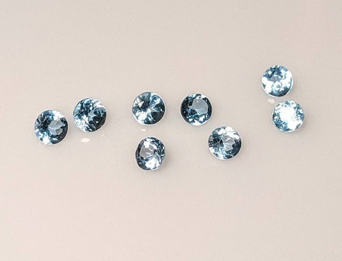 1tcw, Lot of Natural African Sky Blue Topaz, 3mm Round, VVS Eye Clean, Loose Stone, December, Accent, Bulk stones