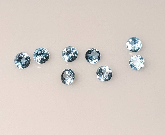 1tcw, Lot of Natural African Sky Blue Topaz, 3mm Round, VVS Eye Clean, Loose Stone, December, Accent, Bulk stones