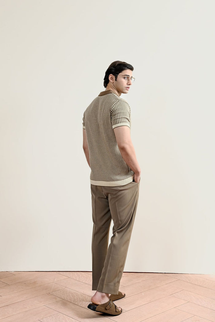 Abstract Jacquard Knit Polo Shirt (MKP-04)