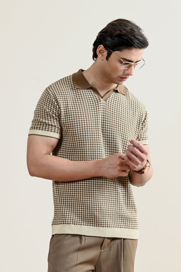 Abstract Jacquard Knit Polo Shirt (MKP-04)