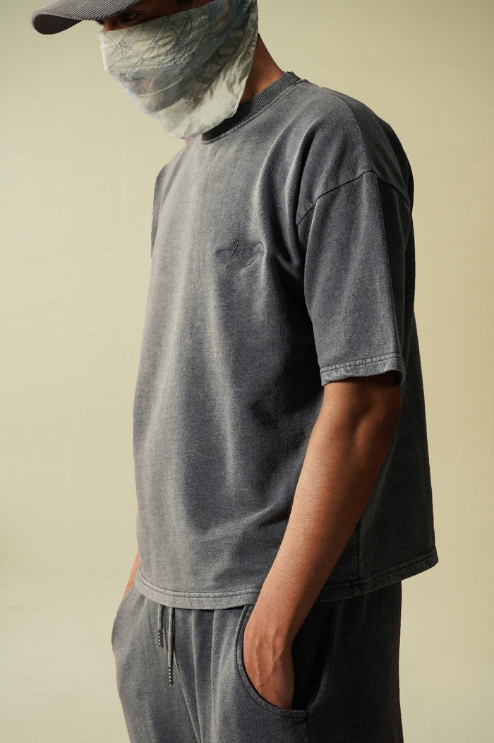 Acid Washed Cropped Heavyweight T-Shirt