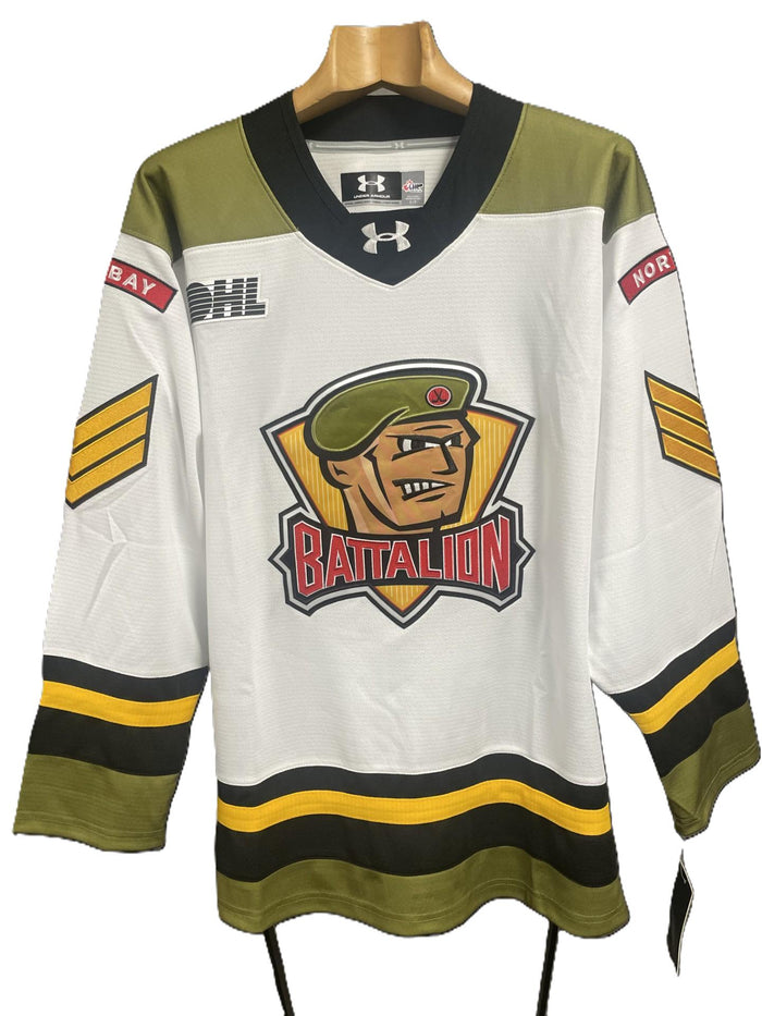 Adult North Bay Battalion Replica Sweater - White