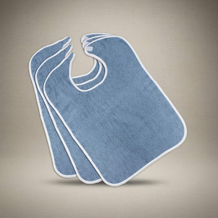 Adult Terry Bibs on a plain background