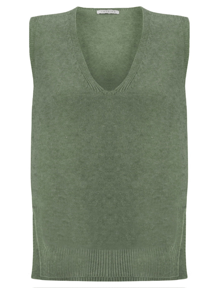 Amazing Woman Pixie V Neck Knitted Tank Jumper (Various Colours) by Amazing Woman, shop at Dotique.