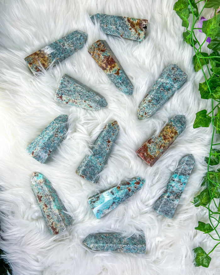 Amazonite with Tourmaline, Garnet & Mica Tower