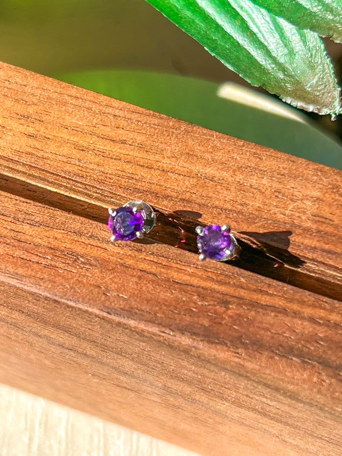 Amethyst Stud Earrings | .925 Sterling Silver