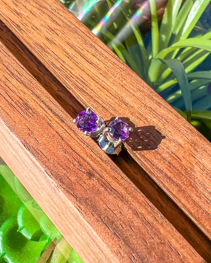 Amethyst Stud Earrings | .925 Sterling Silver