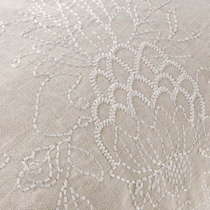 Anais Embroidered Linen Cushion Natural 40x60cm