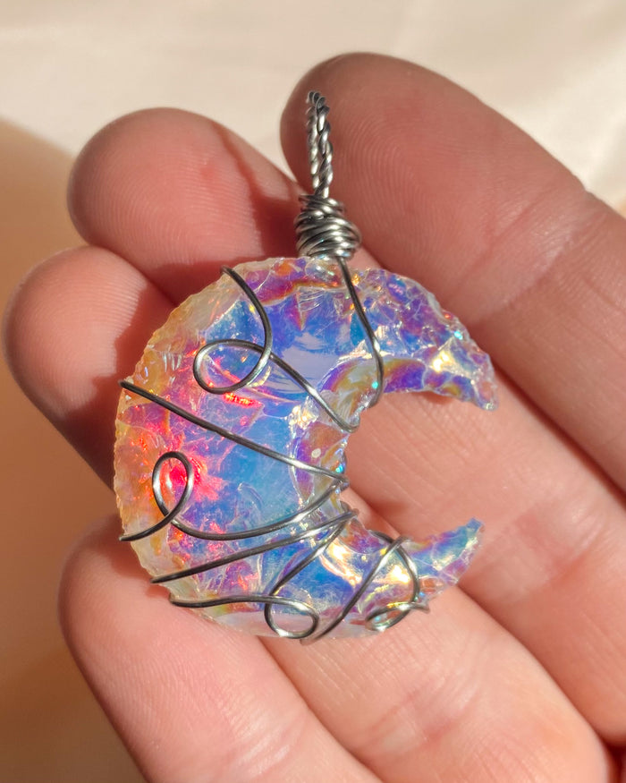 Angel Aura Opalite Moon Pendants {Made to Order}
