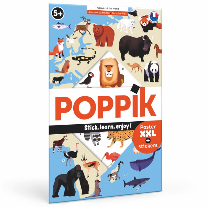 ANIMALS OF THE WORLD POSTER WITH STICKERS