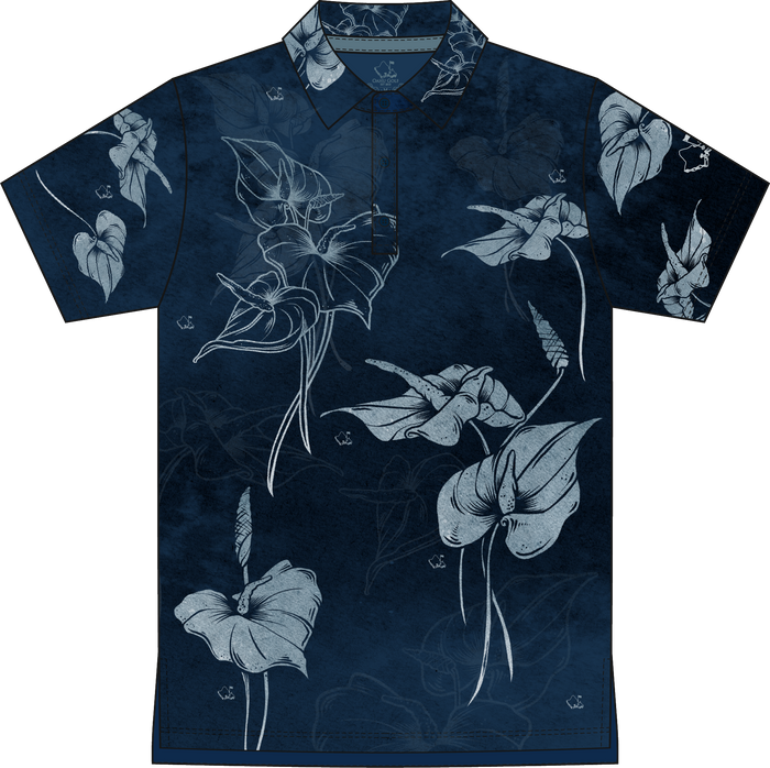 "Anthurium" Dark Night - OGA Youth Polo - Night Blues