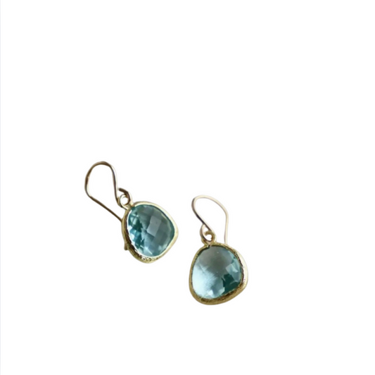 Aquamarine Bezel Earrings