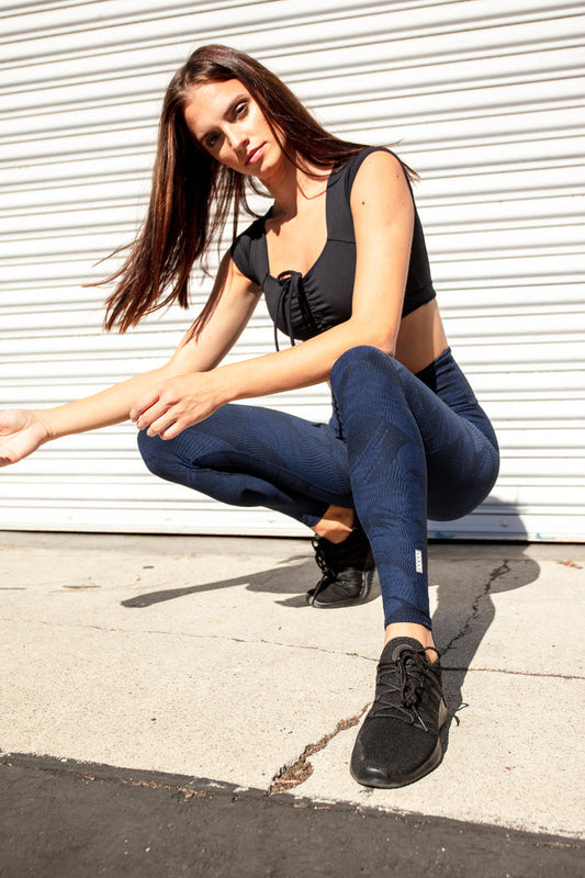 Aria Legging - Navy with Black Swirl