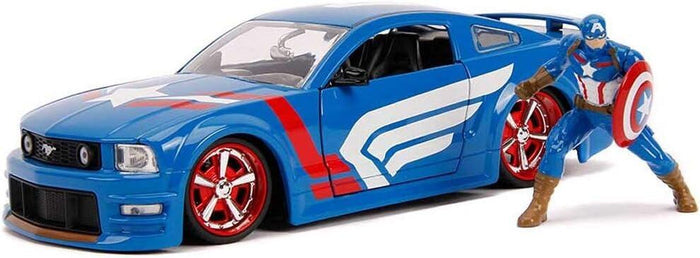 Avengers: 2006 Ford Mustang GT w/ Captain America Hollywood Rides 1:24 Scale Die Cast Vehicle