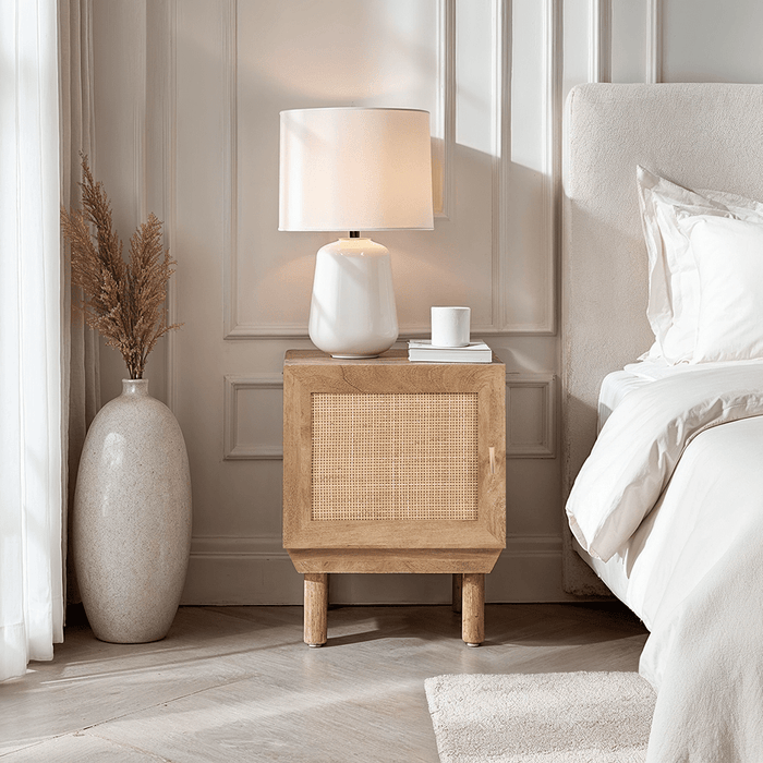 Averso Natural Rattan 1 Door Bedside Table Furniture