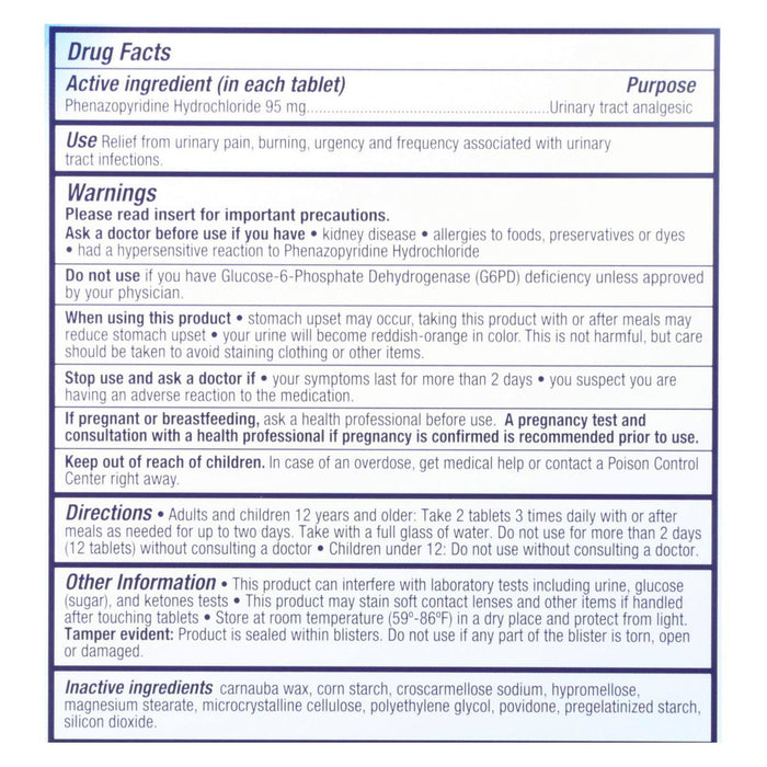 AZO Standard Urinary Pain Relief – Phenazopyridine 95 mg, 30 ct