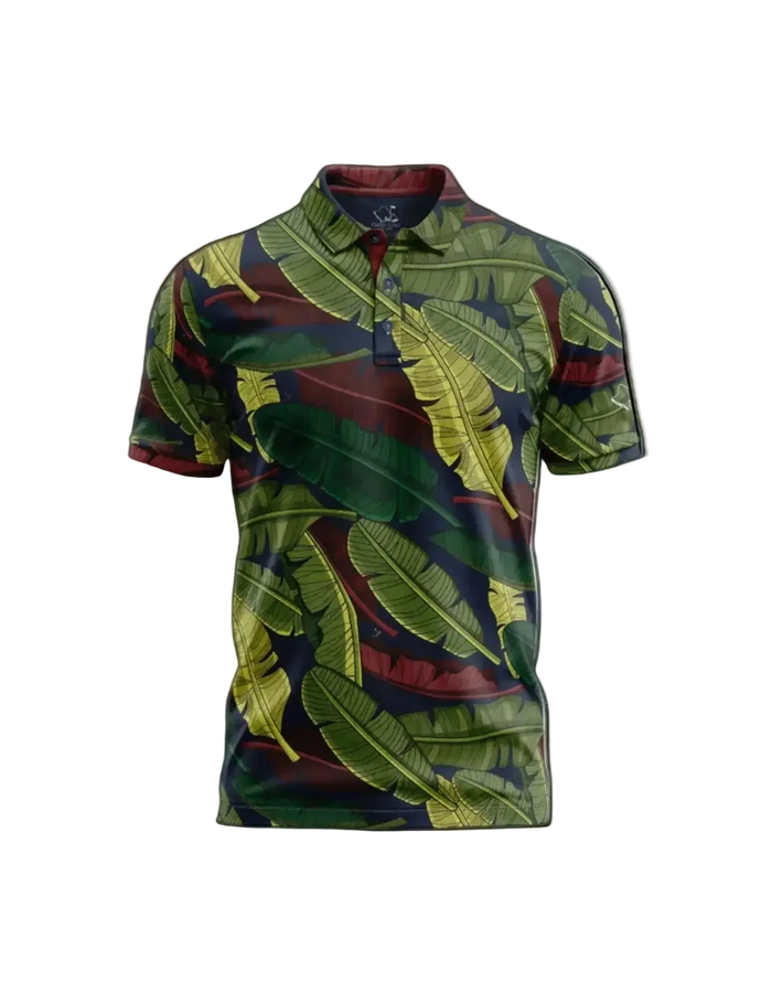 "Banana Patch Mash Up" Jungle Greens - OGA Men's Polo - Multi Greens