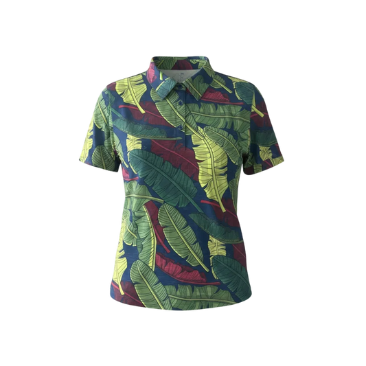 "Banana Patch Mash Up" Jungle Greens - OGA Women's Polo - Multi Greens
