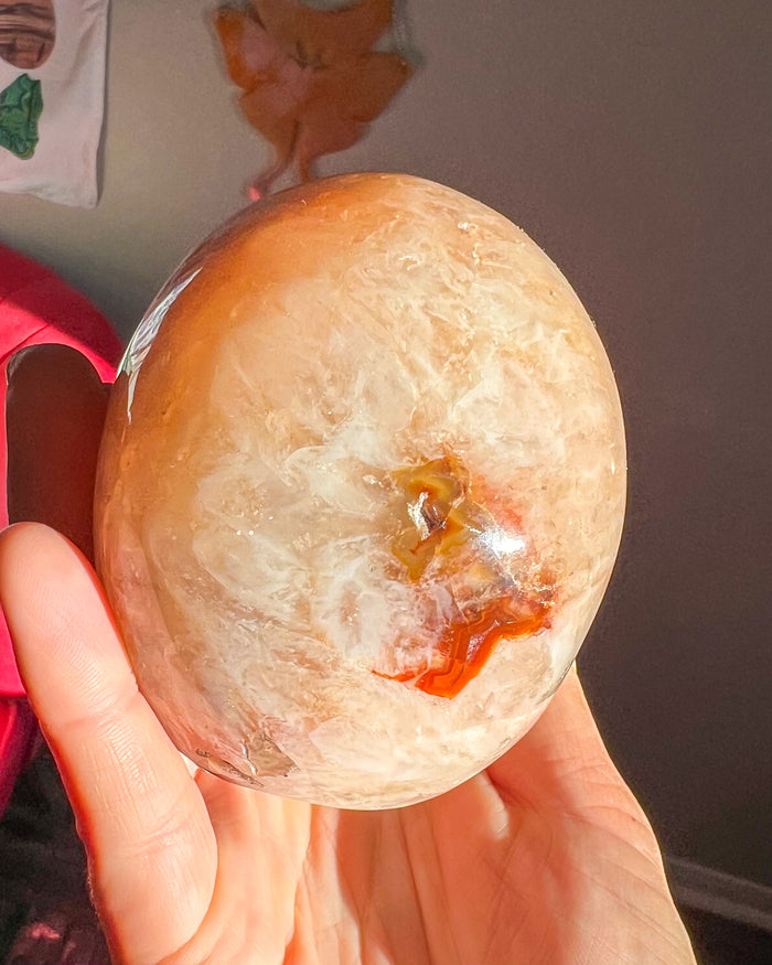 Banded Carnelian w/ Quartz Skull - Statement Crystal