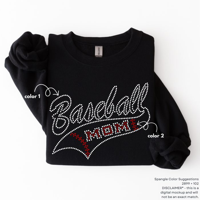 Baseball Mom Tail SPANGLES TRANSFER
