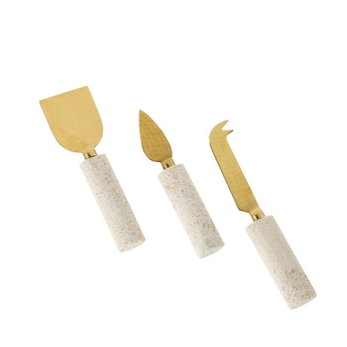Beige Marble Cheese Knife Set