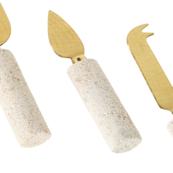 Beige Marble Cheese Knife Set