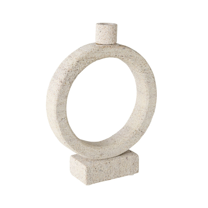 Beige Marble Orb Candle Holder Large