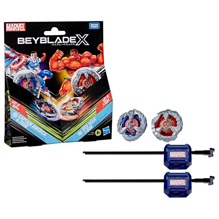 Beyblade X Marvel Captain America 4-70GB vs Red Hulk 1-80R Beyblade Multipack