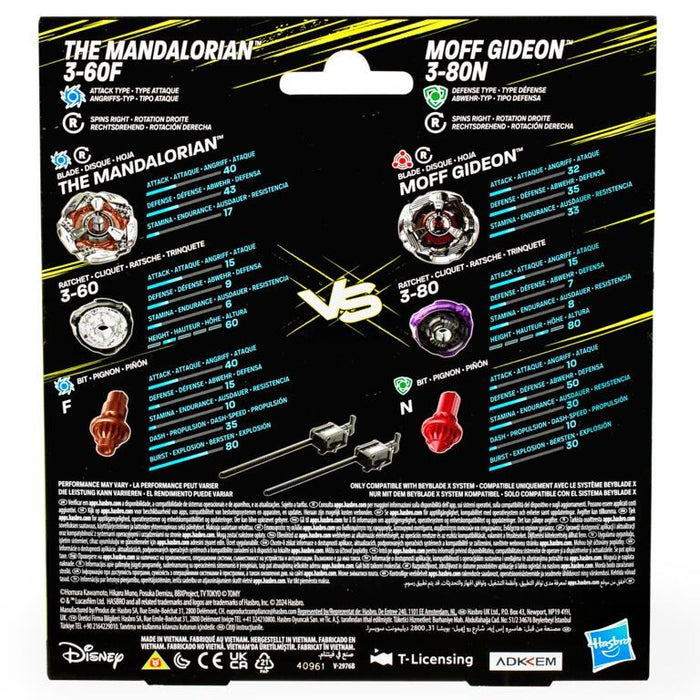 Beyblade X Star Wars - The Mandalorian 3-60F vs Moff Gideon 3-80N Multipack
