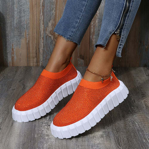 Bling Mesh Platform Sneakers – Women's Vulcanized Shoes