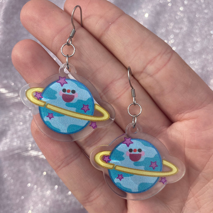 Blue Saturn Earrings
