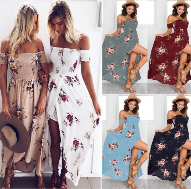 Boho women Off shoulder beach summer dresses