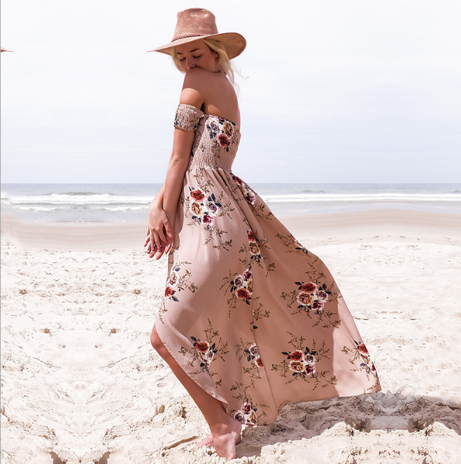 Boho women Off shoulder beach summer dresses