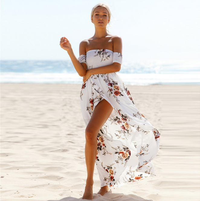 Boho women Off shoulder beach summer dresses