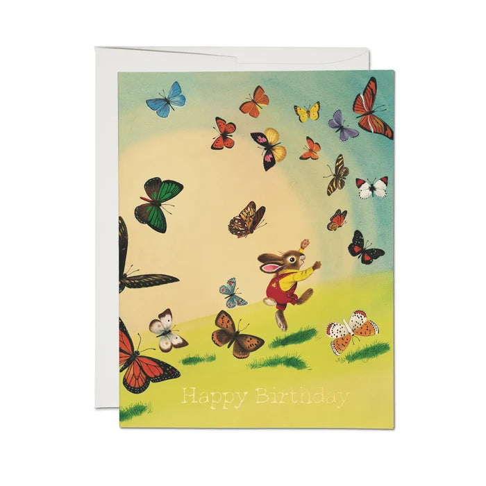 BUNNY AND BUTTERFLIES CARD