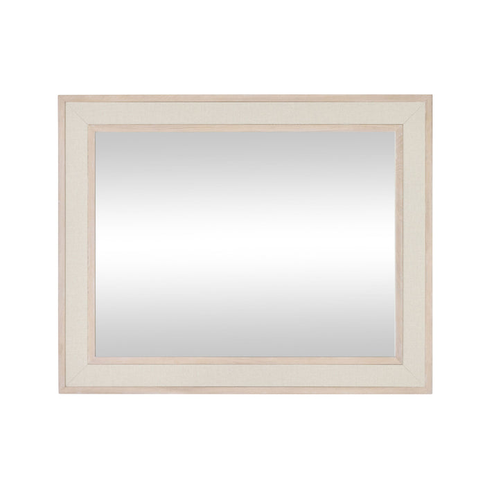 Cannes White Washed Oak & Linen Insert Wall Mirror 100x80cm