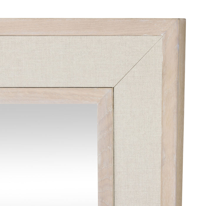 Cannes White Washed Oak & Linen Insert Wall Mirror 100x80cm