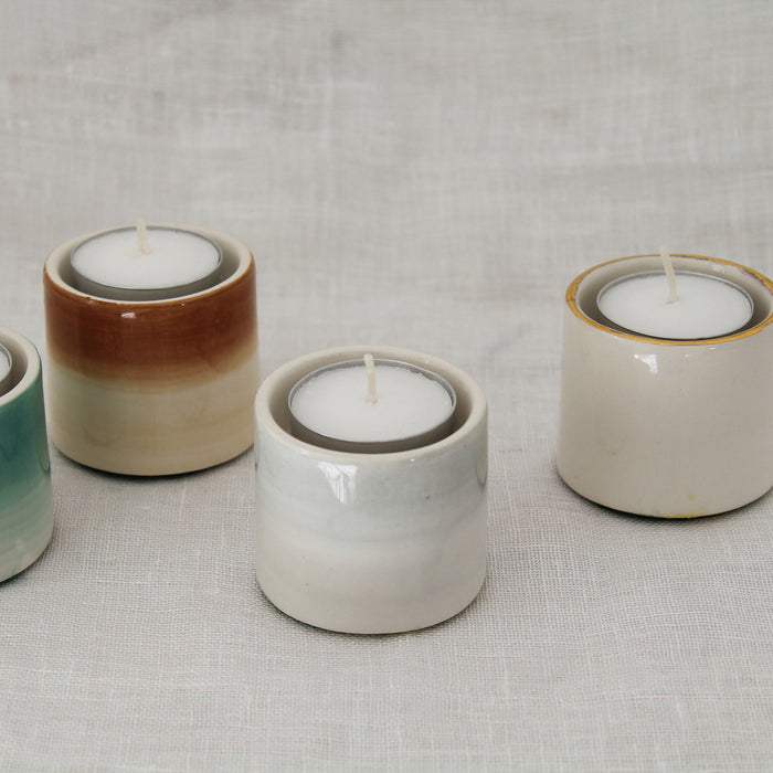 Ceramic Tea Light Holder Green Mini