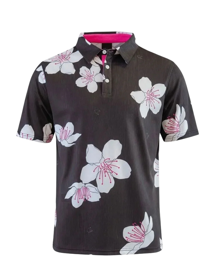 "Cherreh" Sakura Night - OGA Men's Polo - Night / Pink