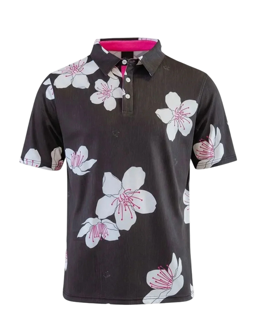 "Cherreh" Sakura Night - OGA Men's Polo - Night / Pink