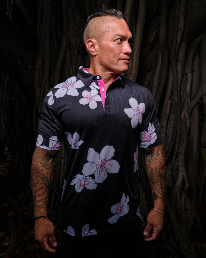 "Cherreh" Sakura Night - OGA Men's Polo - Night / Pink