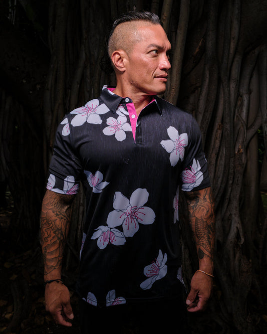 "Cherreh" Sakura Night - OGA Men's Polo - Night / Pink