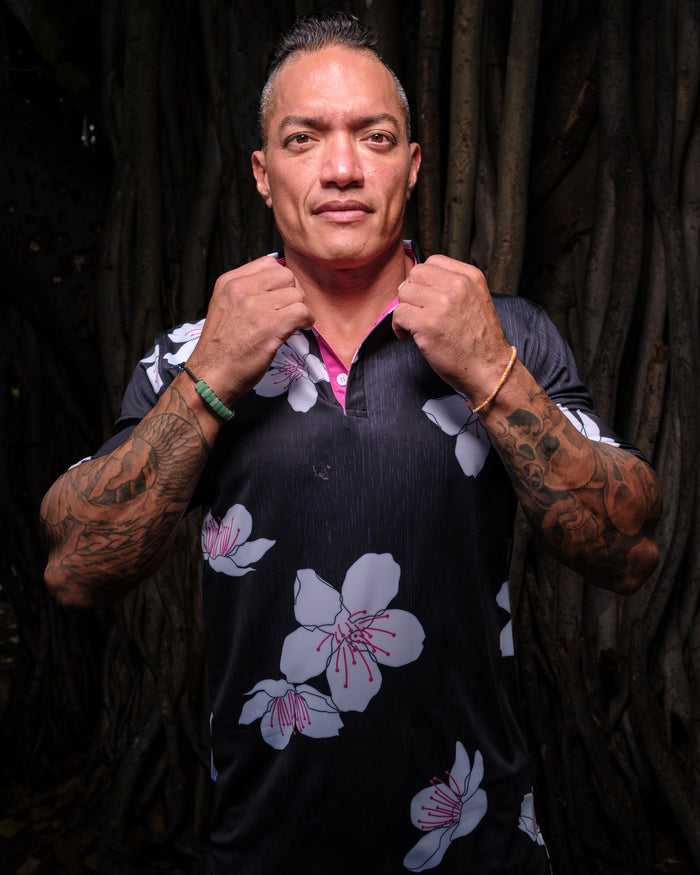 "Cherreh" Sakura Night - OGA Men's Polo - Night / Pink