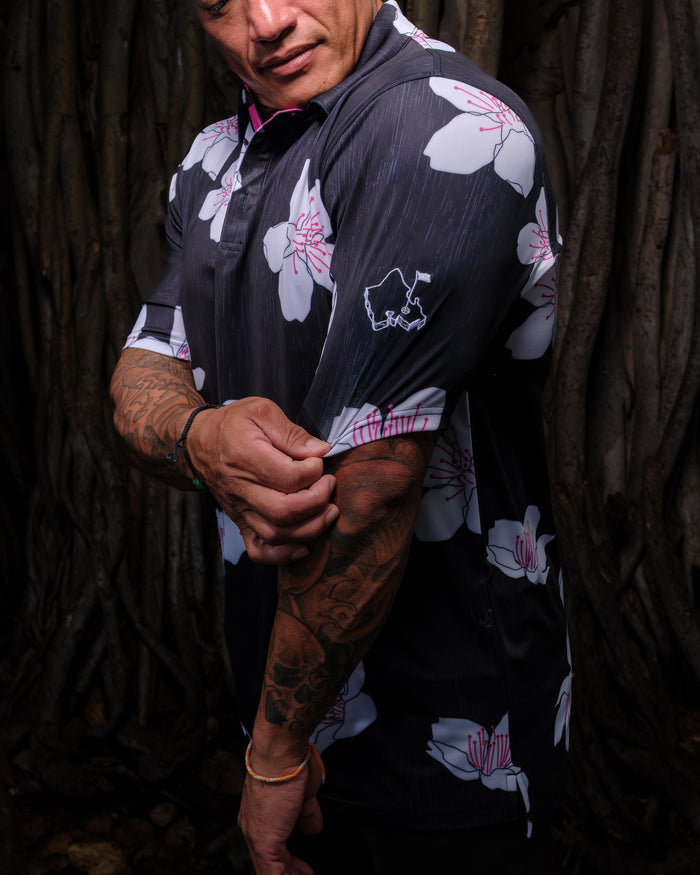 "Cherreh" Sakura Night - OGA Men's Polo - Night / Pink