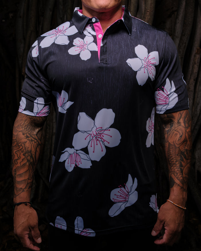 "Cherreh" Sakura Night - OGA Men's Polo - Night / Pink