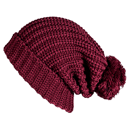 Burgundy Custom Chunk Knit Ribbed Pom Beanie - Corporate Gifts