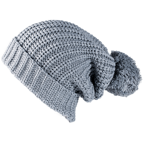 Heather Grey Custom Chunk Knit Ribbed Pom Beanie - Corporate Gifts